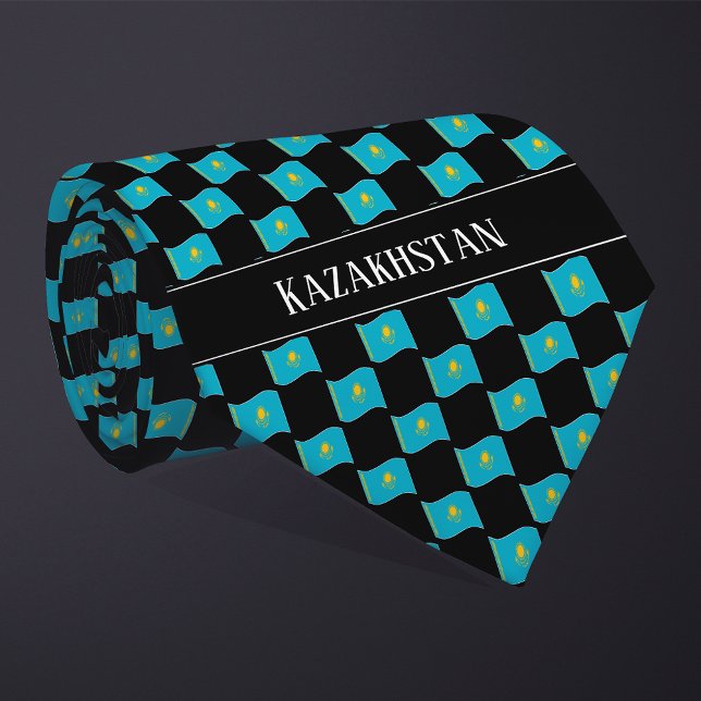 Wavy Kazakhstan Flag Pattern  Tie (Creator Uploaded)