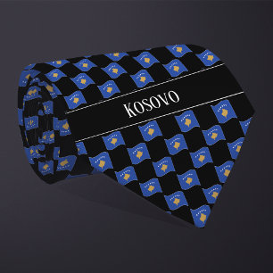 Wavy Kosovo Flag Pattern Tie