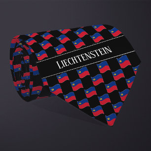 Wavy Liechtenstein Flag Pattern Tie