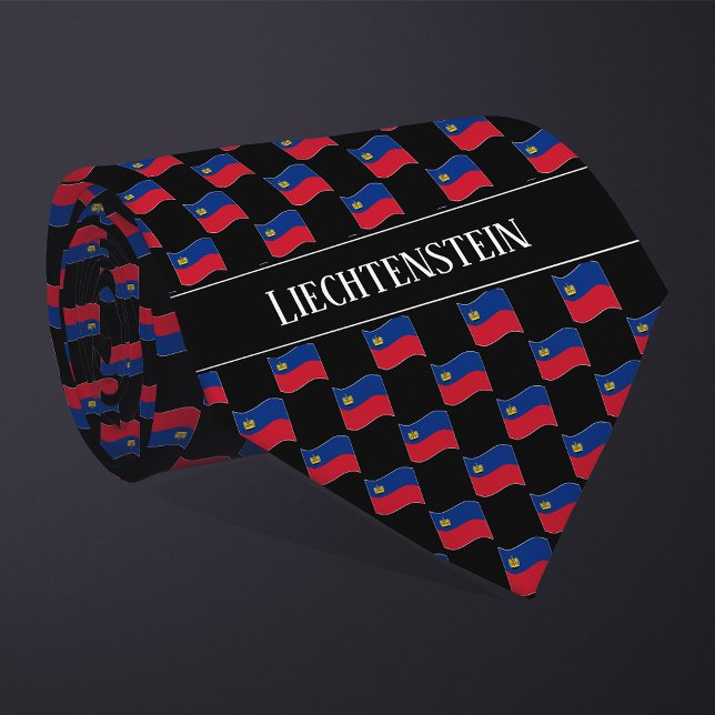 Wavy Liechtenstein Flag Pattern  Tie (Creator Uploaded)