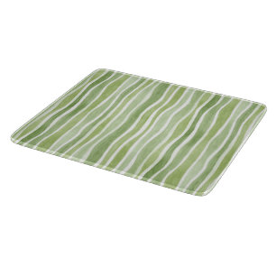 Wavy Lime Green Cream Stripes Cutting Board