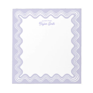 Wavy Line Border Lilac and White Personalized Name Notepad