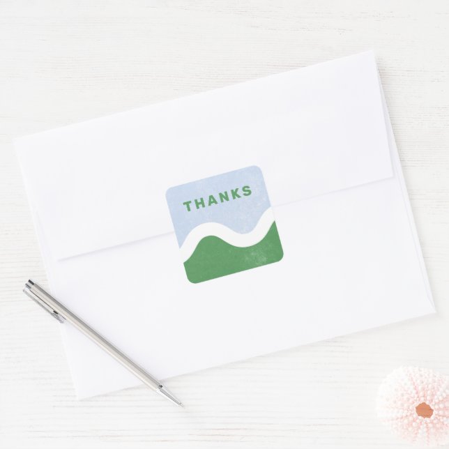 Wavy Line Thank You Envelope Seal - Green (Envelope)