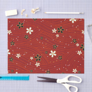 Wavy lines, adorned with black & white flowers tissue paper