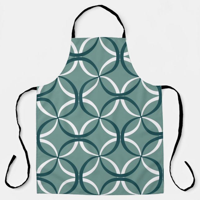 Wavy Lines Green Seamless Pattern Apron (Front)