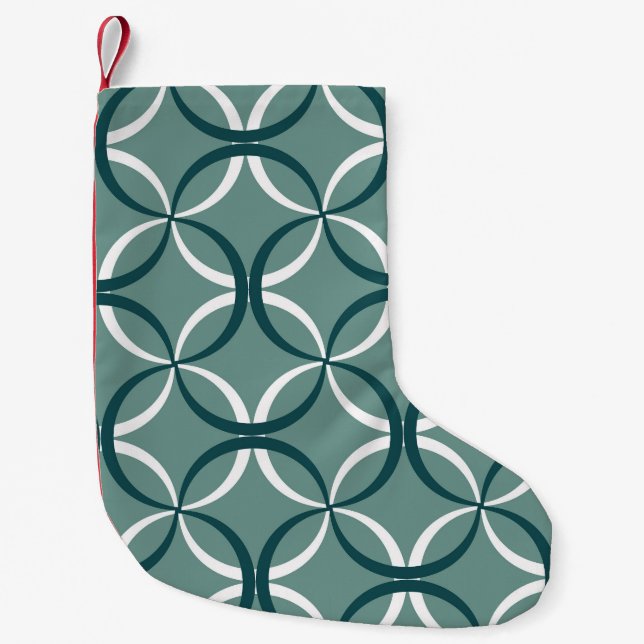 Wavy Lines Green Seamless Pattern Small Christmas Stocking (Front)
