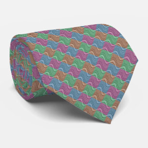 Wavy Lines in Blue/Brown/Green/Purple Tie
