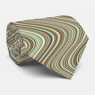 Wavy Lines in Light Brown/Beige/Turquoise Blue Tie