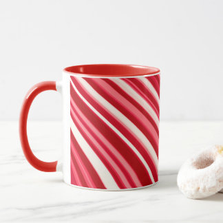 Wavy Lines in Red and White Mug