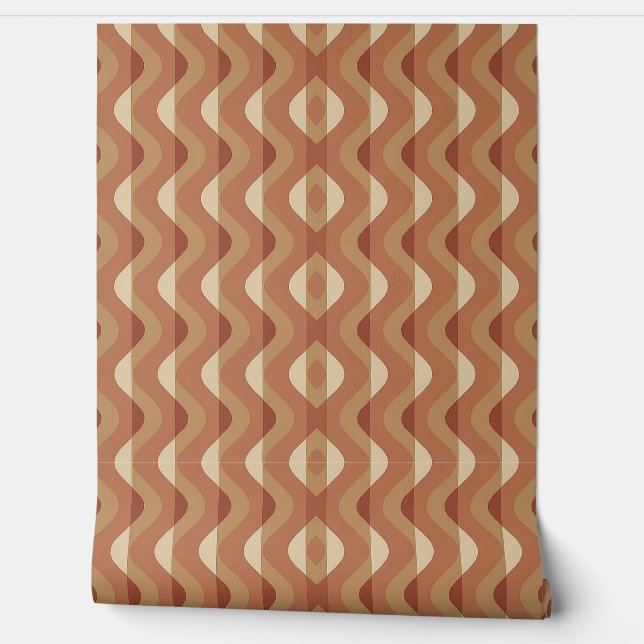 Wavy Lines Pattern in Boho Colours Wallpaper (Unrolling)