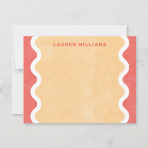 Wavy Lines Stationery Note Card - Red