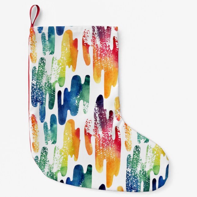 Wavy Liquid: Modern Abstract Watercolor. Small Christmas Stocking (Front)
