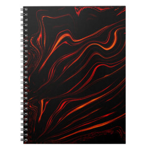 Wavy long red traces in black fund notebook