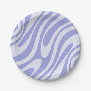 Wavy Loops Retro Abstract Pattern Light Purple Paper Plate