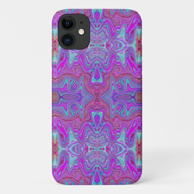 Wavy Magenta and Blue Trippy Marbled Pattern Case-Mate iPhone Case (Back)