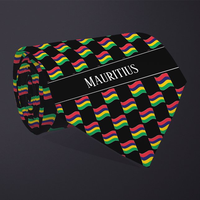 Wavy Mauritius Flag Pattern  Tie (Creator Uploaded)