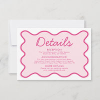 Wavy Modern Curvy Bold Retro Pink Wedding Details