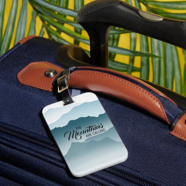  Wavy Mountains Are Calling Blue Gradient Luggage Tag (Front Insitu 1)