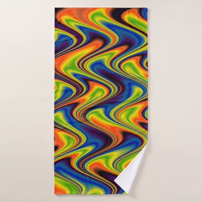 Wavy Multicolor Abstract Bath Towel (Bath Towel)