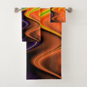 Wavy Multicolor Abstract Bath Towel Set
