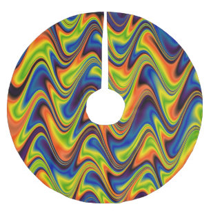 Wavy Multicolor Abstract Brushed Polyester Tree Skirt