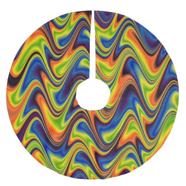 Wavy Multicolor Abstract Brushed Polyester Tree Skirt (Front)