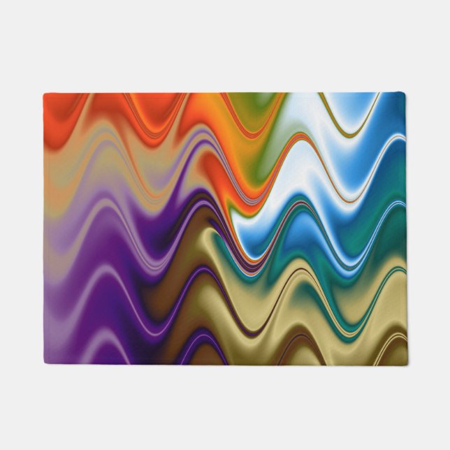 Wavy Multicolor Abstract Doormat (Front)