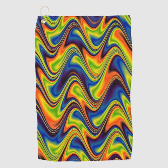 Wavy Multicolor Abstract Golf Towel (Front)