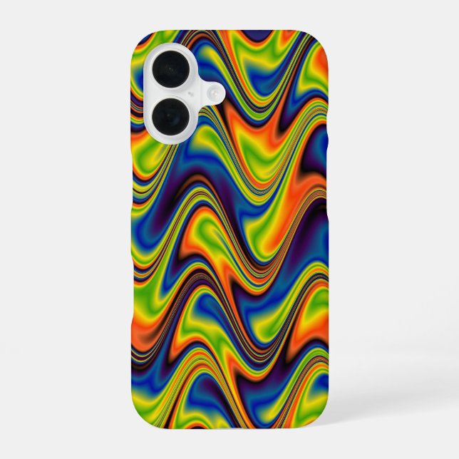 Wavy Multicolor Abstract iPhone 16 Case (Back)