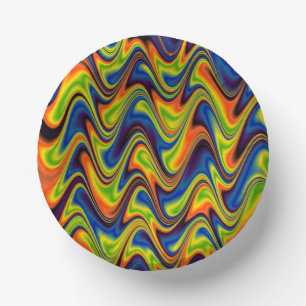 Wavy Multicolor Abstract Paper Plate