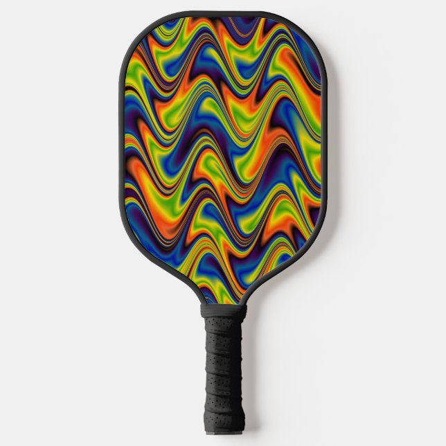 Wavy Multicolor Abstract Pickleball Paddle (Front)