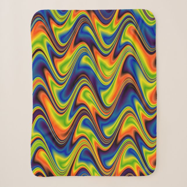 Wavy Multicolor Abstract Sherpa Blanket (Front)