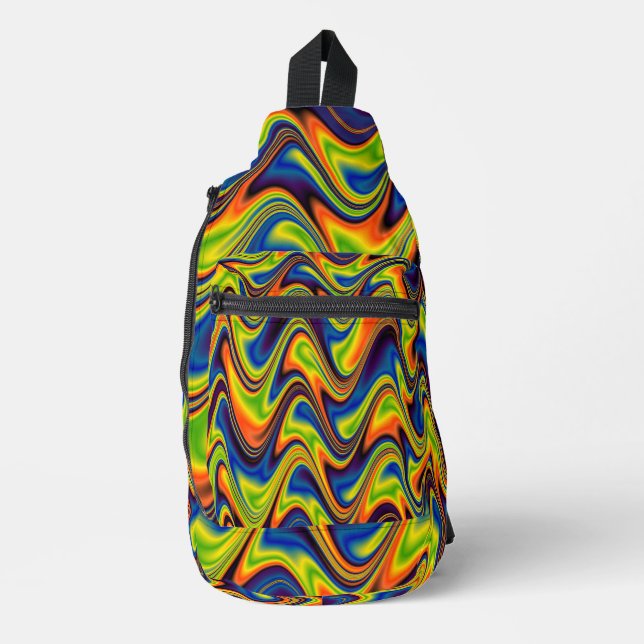 Wavy Multicolor Abstract Sling Bag (Front)