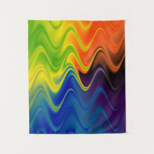 Wavy Multicolor Abstract Tapestry