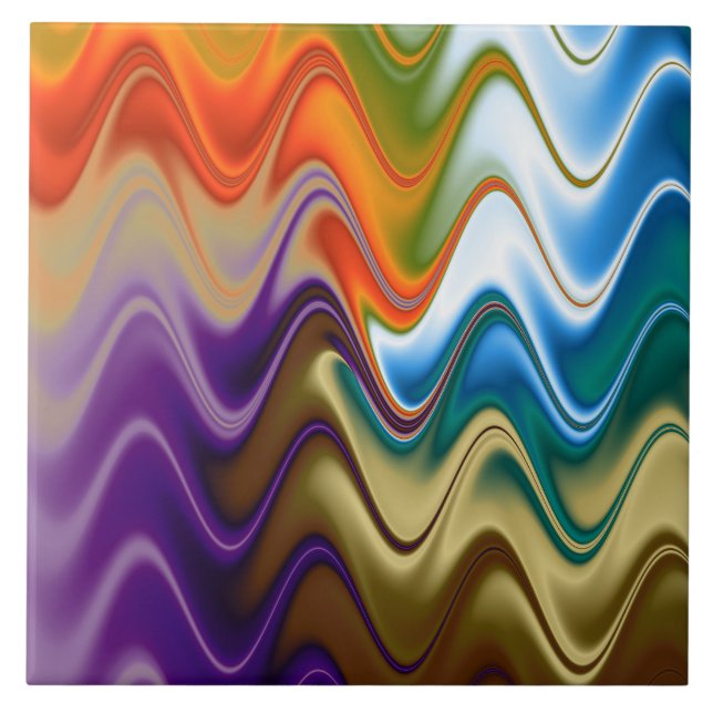 Wavy Multicolor Abstract Tile (Front)