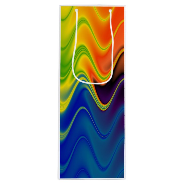 Wavy Multicolor Abstract Wine Gift Bag (Front)