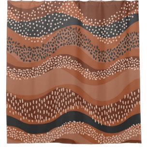 Wavy Natural Geo: Minimalist Seamless. Shower Curtain