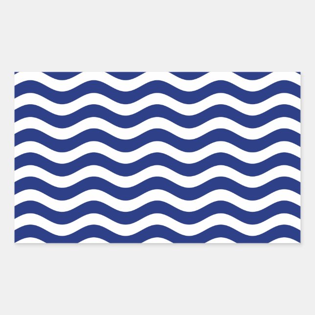Wavy Navy Stripes decor Rectangular Sticker (Front)