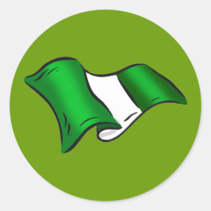 Wavy Nigerian flag for Nigeria admirers Classic Round Sticker