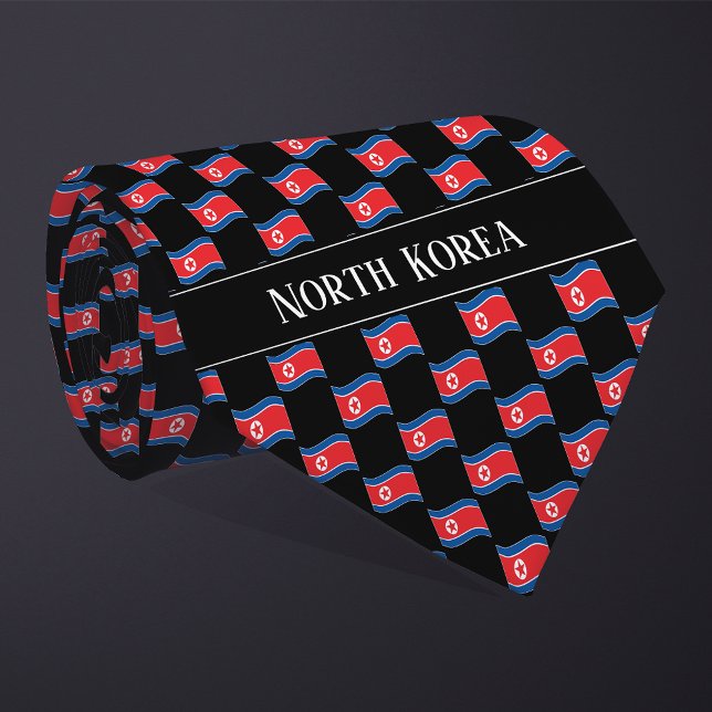 Wavy North Korea Flag Pattern  Tie (Creator Uploaded)