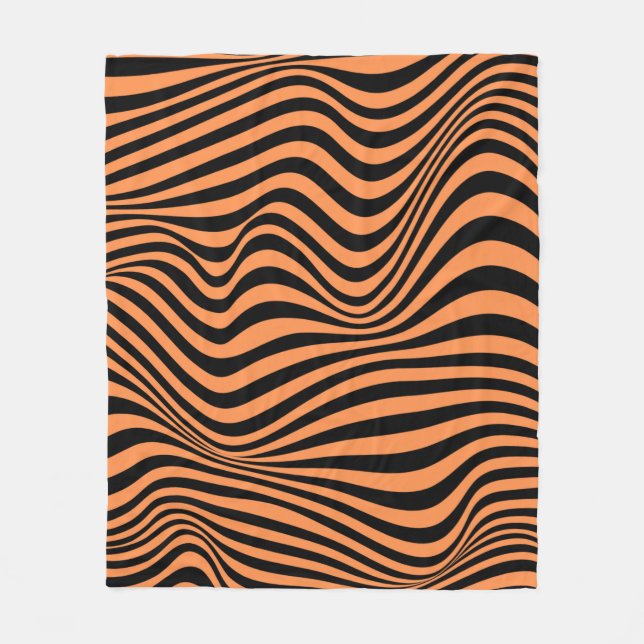 Wavy Optical Illusion Pattern    Fleece Blanket (Front)