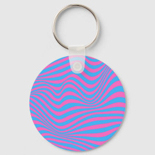 Wavy Optical Illusion Pattern Key Ring