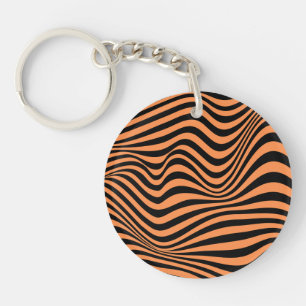 Wavy Optical Illusion Pattern Key Ring