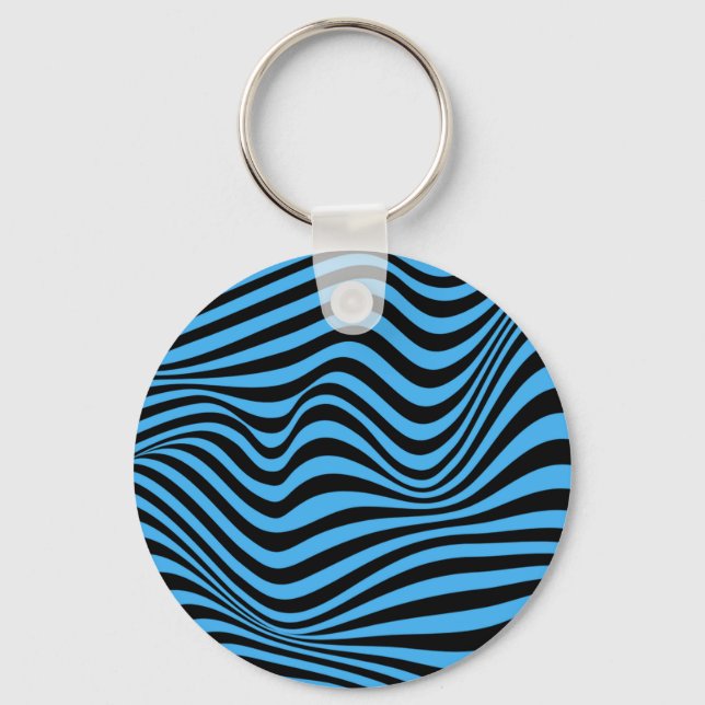 Wavy Optical Illusion Pattern      Key Ring (Front)