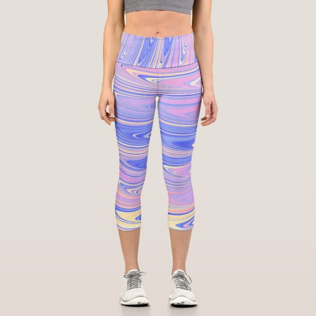 Wavy Pastel Capri Leggings (Front)