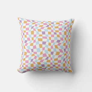 Wavy Pastel Checkers Cushion