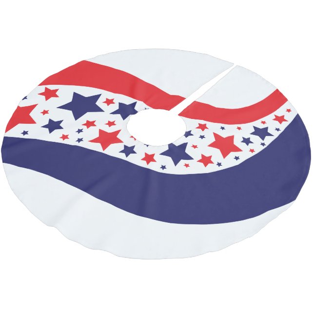 Wavy Patriotic Abstract Brushed Polyester Tree Skirt (Angled)