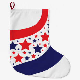 Wavy Patriotic Abstract Large Christmas Stocking