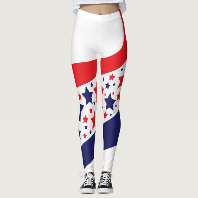 Wavy Patriotic Abstract Leggings (Front)