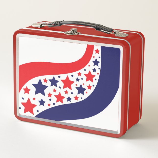 Wavy Patriotic Abstract Metal Lunch Box (Front)